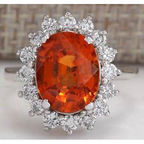 Weißgold 14K 10 Kt Roter Granat mit Diamanten Jubiläumsring - harrychadent.de