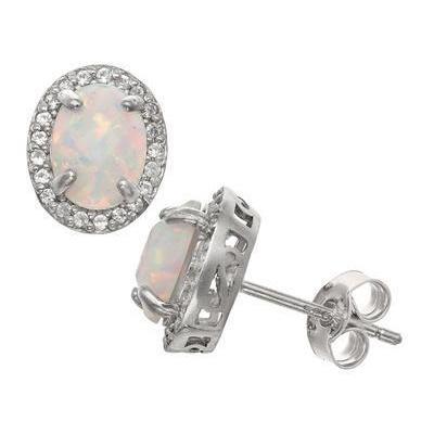 Weißgold 14K 10,80 Karat Opal & Pave Diamants Ohrstecker Halo Ohrringe - harrychadent.de