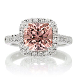 Weißgold 14K 11 Kt. Kissen Morganit und Aus der Erde Abgebauter Natürlicher Diamanten Ring Neu