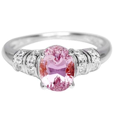 Weißgold 14K 16,75 Karat Rosa Kunzit mit Diamant-Verlobungsring - harrychadent.de