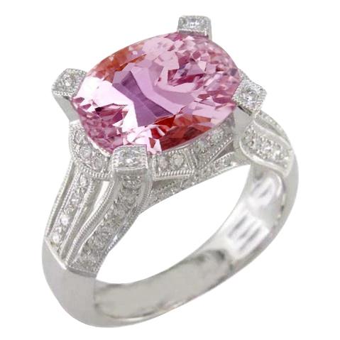 Weißgold 14K 21 Kt Rosa Kunzit mit Diamanten Ehering Neu - harrychadent.de