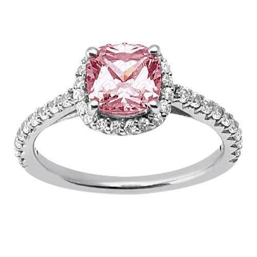 Weißgold 14K 3.01 Karat Kissen Rosa Edelstein Ehering Schmuck - harrychadent.de