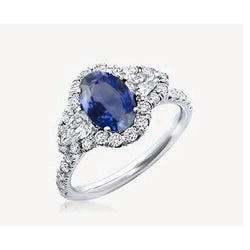 Weißgold 14K 4.20 ct Sri Lanka Saphir Aus der Erde Abgebauter Natürlicher Diamanten Ring Neu
