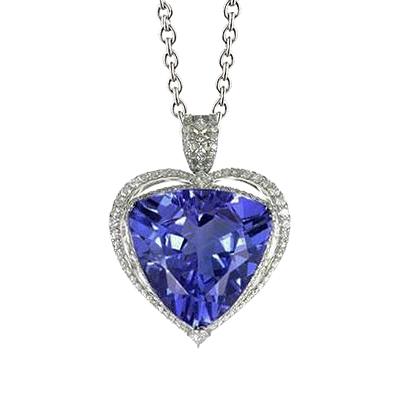 Weißgold 14K Blauer Tansanit mit Diamanten 21,50 Ct Anhänger Neu - harrychadent.de