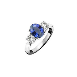 Weißgold 14K Drei Steine 3.50 Karat Saphir und Aus der Erde Abgebauter Natürlicher Diamanten Ring
