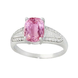 Weißgold 14K Rosa Kunzit und Aus der Erde Abgebauter Natürlicher Diamanten Ring 26.50 Karat Krappenset