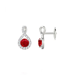 Weißgold 14K Rubin und Aus der Erde Abgebauter Natürlicher Diamanten 7 Karat Damen Ohrstecker Ohrringe