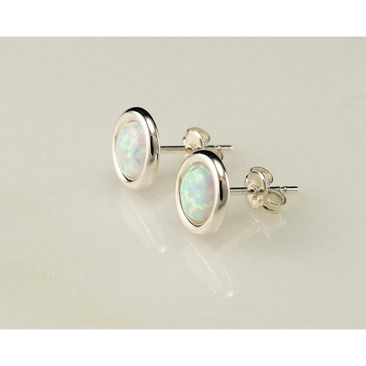 Weißgold 14K Rundschliff Lünette Set Opal 8 Kt Damen Ohrstecker Ohrringe - harrychadent.de