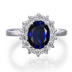 Weißgold 14K Saphir mit Aus der Erde Abgebauter Natürlicher Diamanten 8,75 ct Verlobungsring