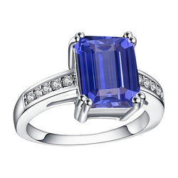 Weißgold Damen Aus der Erde Abgebauter Natürlicher Diamantring 3,25 Karat Korb Set Ceylon Saphir