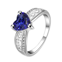 Weißgold Aus der Erde Abgebauter Natürlicher Diamant Herzförmiger tiefblauer Saphirring 2 Karat