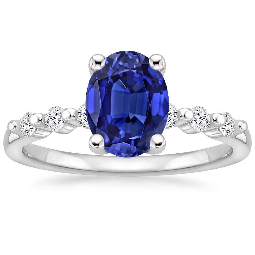 Weißgold Diamant-Verlobungsring Oval Blauer Saphir 4,50 Karat - harrychadent.de