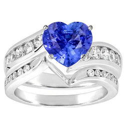 Weißgold-Aus der Erde Abgebauter Natürlicher Diamant-Verlobungsring mit blauem Saphir, 4 Karat