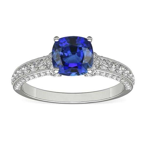 Weißgold Diamant blauer Saphir Verlobungsring Krappenset 3,50 Karat - harrychadent.de