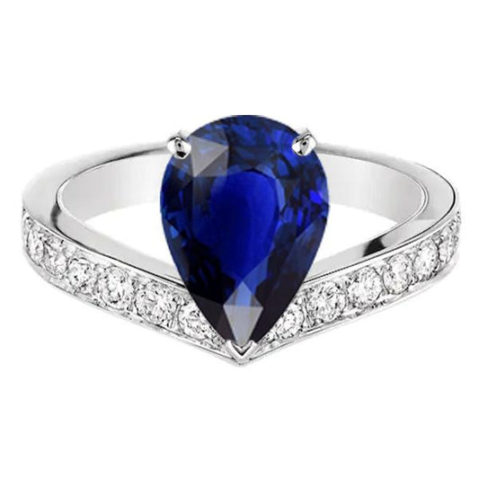 Weißgold Halo Blue Saphir Ring & Diamanten 4 Karat - harrychadent.de