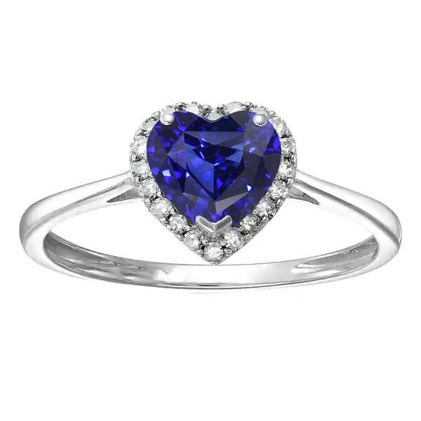 Weißgold Halo Ring Herz Blauer Saphir & Diamanten 3 Karat Schmuck - harrychadent.de