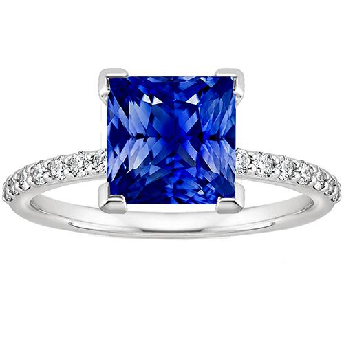 Weißgold Ring Solitaire Ceylon Blauer Saphir Mit Akzenten 4 Karat - harrychadent.de