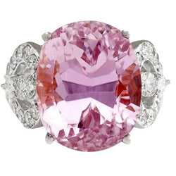 Weißgold Rosa Kunzit Und Aus der Erde Abgebauter Natürlicher Diamant Ehering Schmuck 18.50 Ct