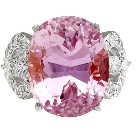 Weißgold Rosa Kunzit Und Diamant Ehering Schmuck 18.50 Ct - harrychadent.de