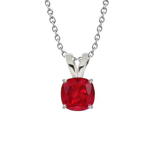 Weißgold Solitaire 3,50 ct Roter Rubin Anhänger Halskette mit Kette