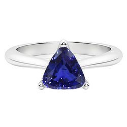 Weißgold Solitaire Trillion Ceylon Saphir Ring 1,50 Karat