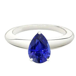 Weißgold Solitär Damenring Birnenform Blauer Saphir 1,50 Karat