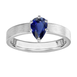 Weißgold Solitär Ehering Birne SriLanka Saphir 1 Karat