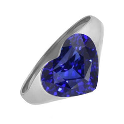 Weißgold Solitär Ring Lünette Set Herz Srilanka Saphir 3 Karat