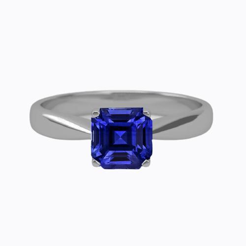 Weißgold Solitärring Asscher Cut Saphir Schmuck 1,50 Karat - harrychadent.de