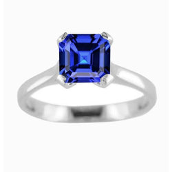 Weißgold Solitärring Blauer Saphir Asscher Schliff 2 Karat