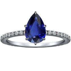 Weißgold Solitärring Blauer Saphir mit Aus der Erde Abgebauter Natürlicher Diamantakzenten 5 Karat