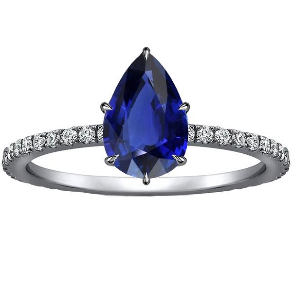 Weißgold Solitärring Blauer Saphir mit Diamantakzenten 5 Karat - harrychadent.de