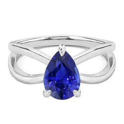 Weißgold Solitärring Ceylon Saphir 2,50 Karat geteilter Schaft