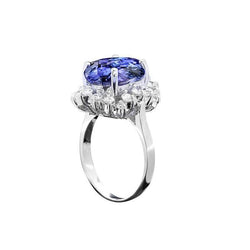 Wunderschöner 4 Karat Tansanit Runde Aus der Erde Abgebauter Natürlicher Diamanten Ring Schmuck