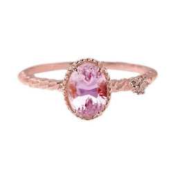 Wunderschöner ovaler rosa Kunzit & Aus der Erde Abgebauter Natürlicher Diamant Ehering 13,15 Kt Roségold