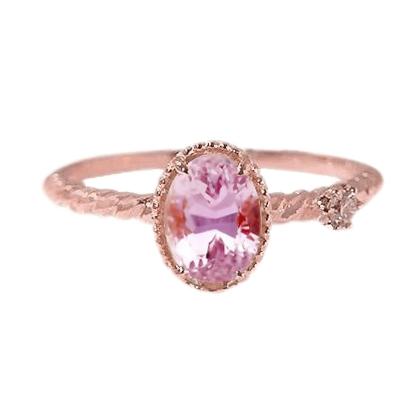 Wunderschöner ovaler rosa Kunzit & Diamant Ehering 13,15 Kt Roségold - harrychadent.de