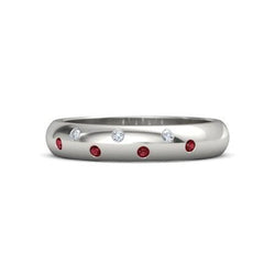 Zigeuner Aus der Erde Abgebauter Natürlicher Diamant Rubinband 1.10 Karat Weißgold 14K