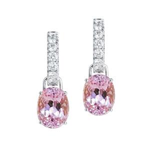 Zinken-Set 31,20 Ct. Ohrringe aus rosa Kunzit und Diamanten - harrychadent.de