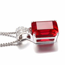 Zinkenset 6,25 ct. Rubin mit Aus der Erde Abgebauter Natürlicher Diamanten Anhänger Halskette Weißgold 14K