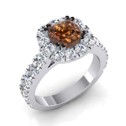 Zweifarbiger Brauner Aus der Erde Abgebauter Natürlicher Diamant Ring Krappen Satz 14K Gold