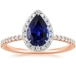 Zweifarbiger Ceylon-Birnen-Saphir-Aus der Erde Abgebauter Natürlicher Diamant-Verlobungsring 6 Karat Neu