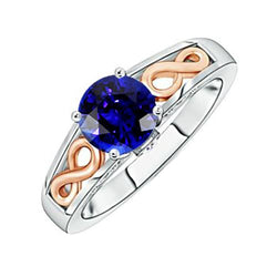 Zweifarbiger Damen Solitär Ring Vintage Style Blauer Saphir 1.50 Karat