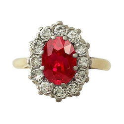 Zweifarbiger Gold 14K 4,75 Kt Roter Rubin Ring mit Aus der Erde Abgebauter Natürlicher Diamanten Neu