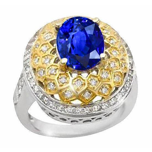 Zweifarbiger Goldring mit Saphirdiamanten aus Sri Lanka, 3,11 ct - harrychadent.de