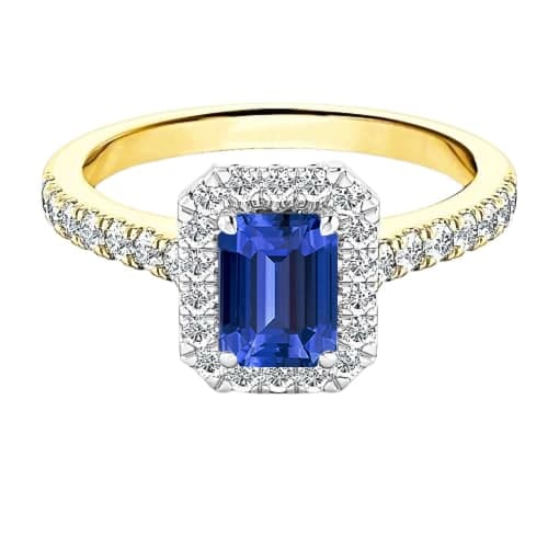 Zweifarbiger Halo Smaragd Saphir Ring 3 Karat Diamantakzente - harrychadent.de