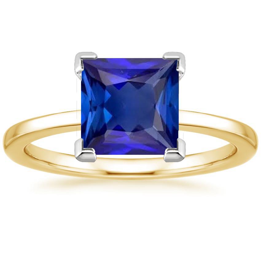Zweifarbiger Solitär Edelstein Ring Princess Cut Ceylon Saphir 5 Karat ...