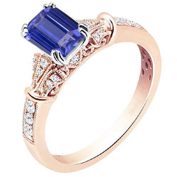 Zweifarbiger runder Aus der Erde Abgebauter Natürlicher Diamant-Vintage-Stil Saphir-Verlobungsring 3 Karat