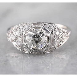 alter Bergmann Aus der Erde Abgebauter Natürlicher Diamantring 2 Karat Weißgold 14K